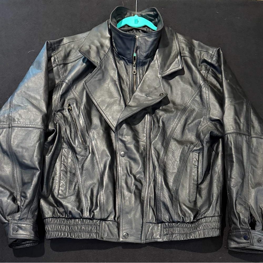 Leather Motorcycle Jacket Mens Size XL